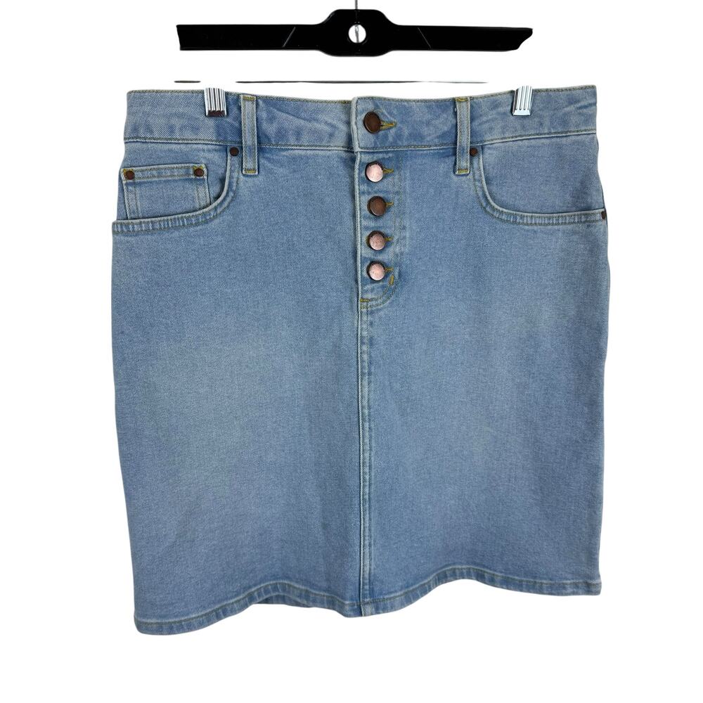 Boden Denim Cotton Light Wash Button Fly Straight Above Knee‎ Jean Skirt Size 6